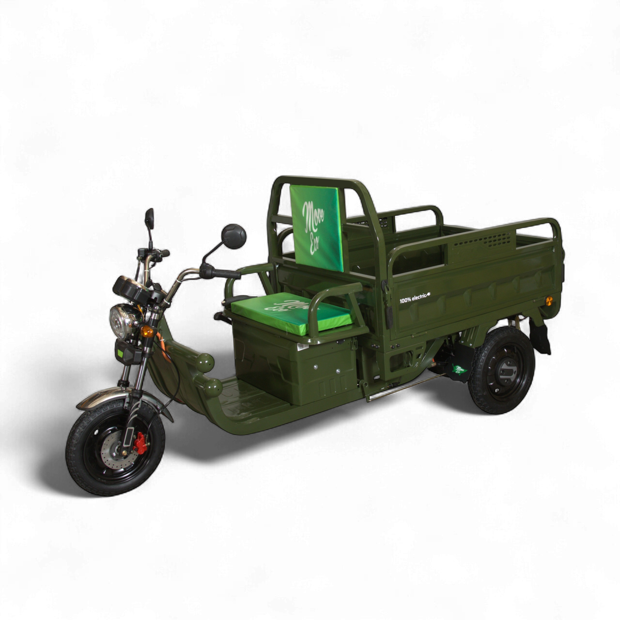 Triciclu Electric MoveEco Cargo 500 | Fără Permis | 60V-20 Ah | 25km/h Verde