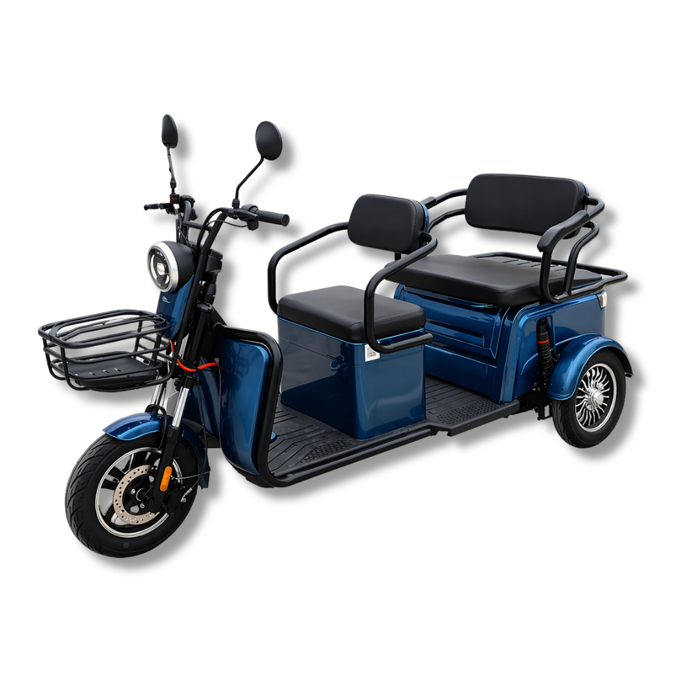 Triciclu Electric Persoane MoveEco 2 locuri P1-00 EEC | Fără Permis | 25 km/h | Albastru