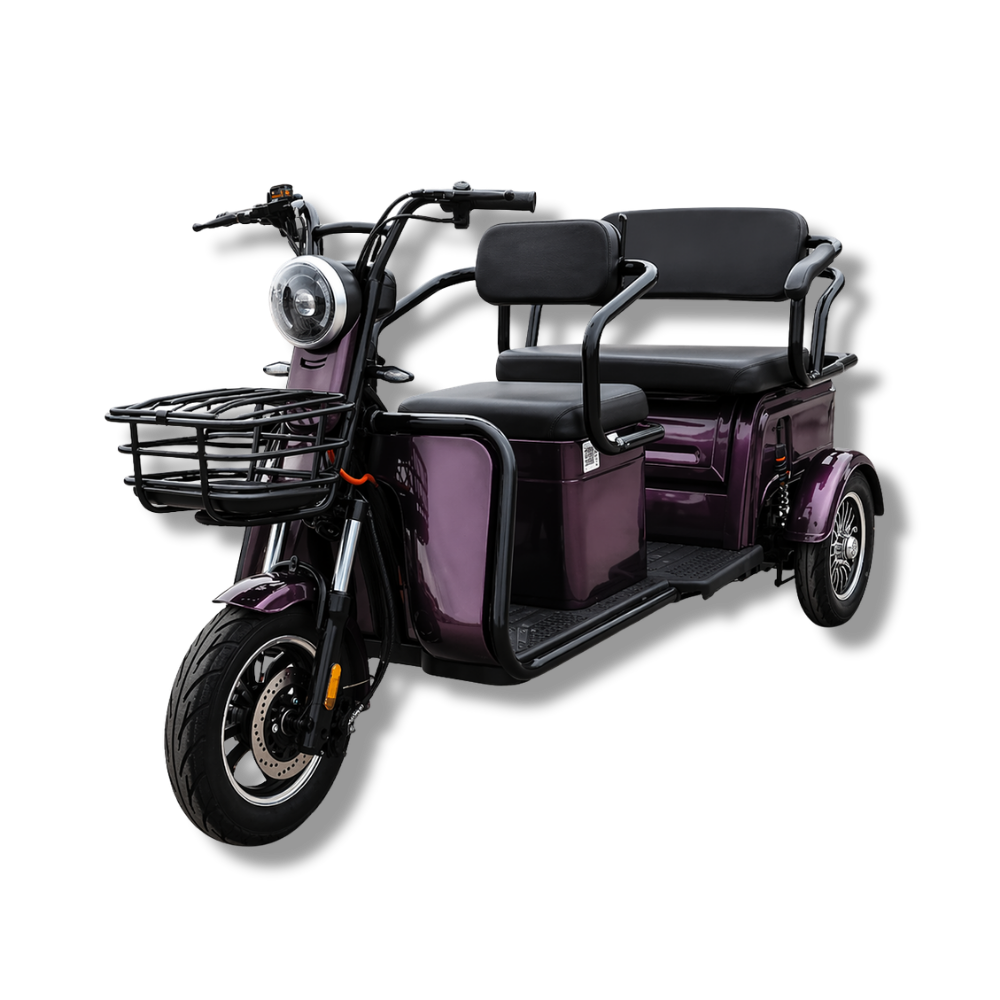 Triciclu Electric Persoane MoveEco 2 locuri P1-00 EEC | Fără Permis | 25 km/h | Maro