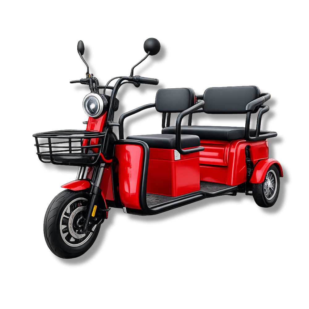 Triciclu Electric Persoane MoveEco 2 locuri P1-00 EEC | Fără Permis | 25 km/h | Roșu