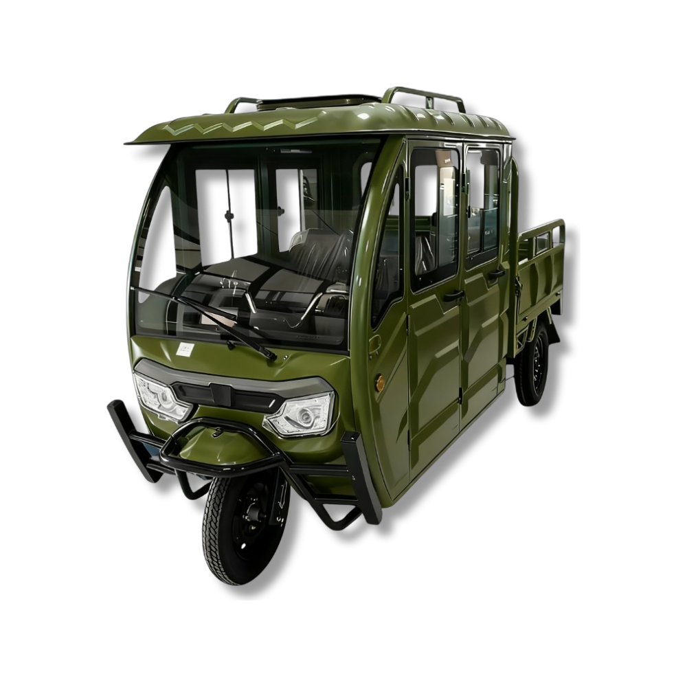 Triciclu Electric 4 Uși MoveEco T2 | Fără Permis | 25km/h Verde